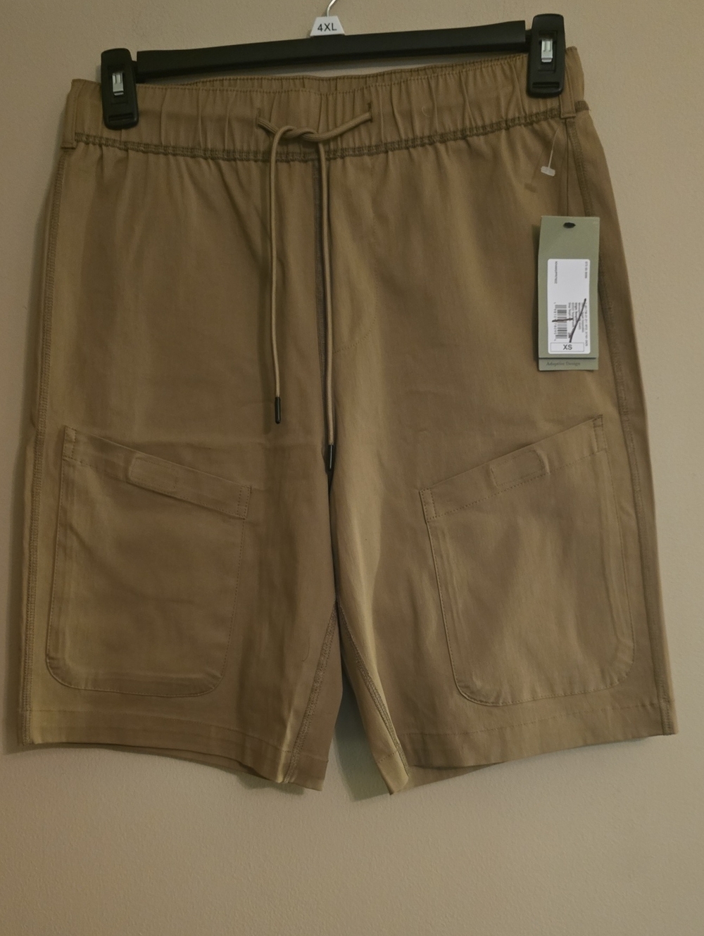 New Goodfellow & Co Men's XS Tan Drawstring Cargo Pocket Cotton Blend Shorts‎